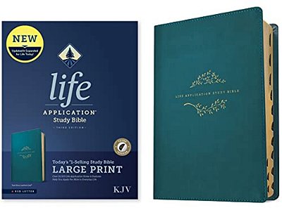 Kjv Life Application Study Bible, Third Edition, Large Print (Leatherlike, Teal Blue, Indexed, Red Letter)-..