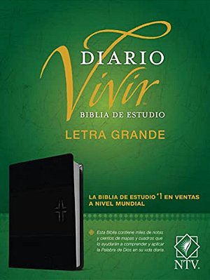 Biblia De Estudio Del Diario Vivir Ntv, Letra Grande (Sentipiel, Negro/Ónice, Índice, Letra Roja)-..
