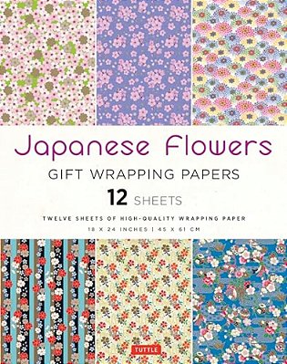 Japanese Flowers Gift Wrapping Papers - 12 Sheets: 18 X 24 Inch (45 X 61 Cm) Wrapping Paper-..