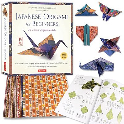 Japanese Origami For Beginners Kit: 20 Classic Origami Models: Kit With 96-Page Origami Book, 72 Origami Papers And Instructional Videos: Great For Ki-..