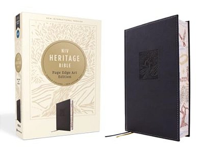 Niv, Heritage Bible, Page Edge Art Edition, Leathersoft Over Board, Navy, Red Letter, Comfort Print-..