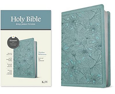 Kjv Thinline Reference Bible, Filament Enabled (Leatherlike, Floral Leaf Teal, Red Letter)-..