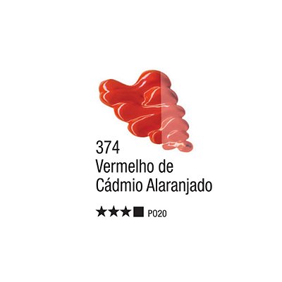 TINTA OLEO PARA TELA 020ML VERMELHO CADMIO ALARANJADO 374