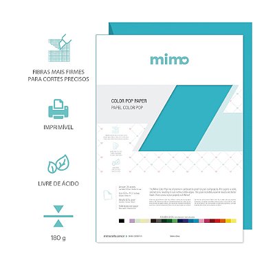 PAPEL COLOR POP AZUL AGUA MIMO - A4 - 180GR - 25F