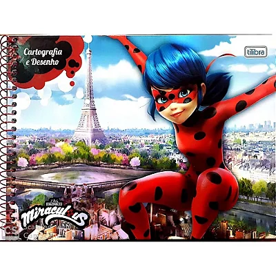 CADERNO CARTOGRAFIA CAPA DURA 96 FOLHAS MIRACULOUS
