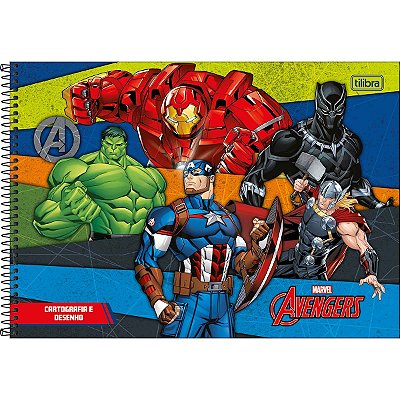 CADERNO CARTOGRAFIA CAPA DURA 80 FOLHAS AVENGER