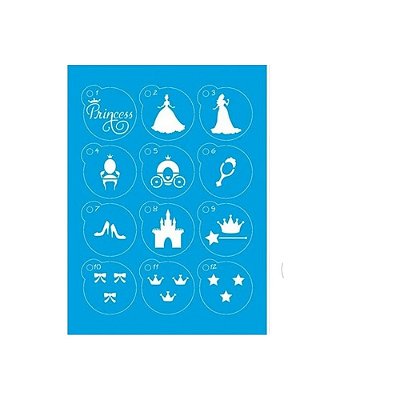 MOLDE VAZADO/ESTENCIL 17X23 COM 12 MINI PRINCESA