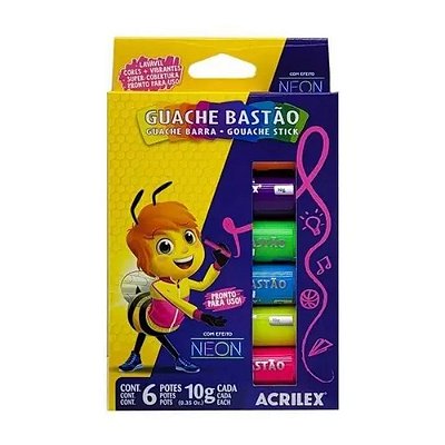 TINTA GUACHE 06 CORES NEON