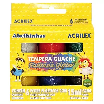 TINTA GUACHE 06 CORES GLITTER