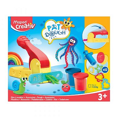 KIT MASSA DE MODELAR COM 4 POTES  12 ACESSORIOS C