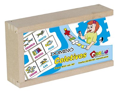 DOMINO COLETIVOS MDF 28PCS CAIXA MADEIRA