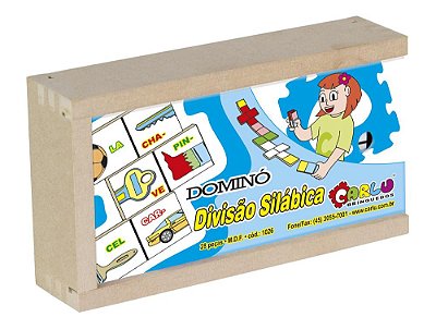 DOMINO DIVISAO SILABICA MDF 28PCS CAIXA MADEIRA