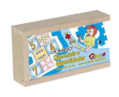DOMINO NUMERAIS E QUANTIDADES - MDF - 28 PC - CX.
