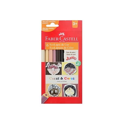 LAPIS DE COR JUMBO 6 CORES CARAS&CORES TONS PELE
