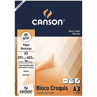 BLOCO CROQUIS MANTEIGA 50 FOLHAS A3 40G