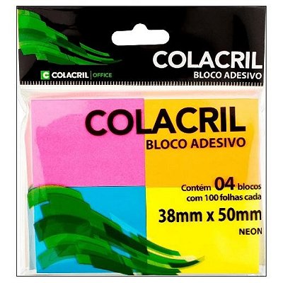 BLOCO ADESIVO 12X44MM NEON 100F
