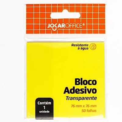 BLOCO ADESIVO TRANSPARENTE 76X76MM 50F AMARELO