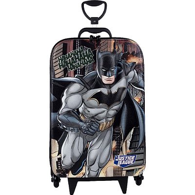 MOCHILA INFANTIL COM RODINHA LIGA DA JUSTICA BATM