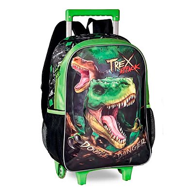 MOCHILA INFANTIL COM RODINHA T-REX ATTACK G UNIDA