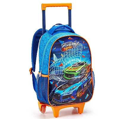 MOCHILA INFANTIL MASCULINA COM RODAS RACING TEAM