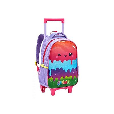 MOCHILA INFANTIL FEMININA COM RODAS SLIME