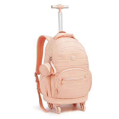 MOCHILA FEMININA COM RODAS COLOR UP SALMAO PASTEL
