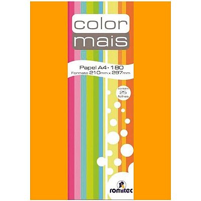 PAPEL COLOR MAIS 180G A-4 LARANJA
