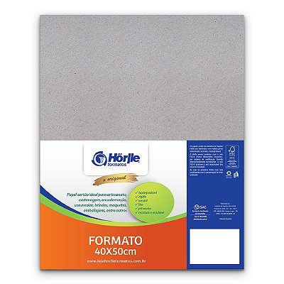 PAPEL CARTAO HORLLE CINZA H 1.9MM 040X050CM C/10