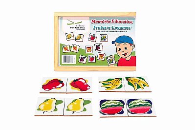JOGO DA MEMORIA FRUTAS E LEGUMES MDF 40PCS
