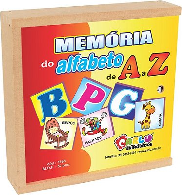 MEMORIA DO ALFABETO - DE A A Z - 52 PC - CX MADEI