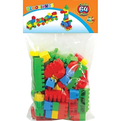 BRINQUEDO PARA MONTAR BLOQUINHOS 64 PECAS PACOTE