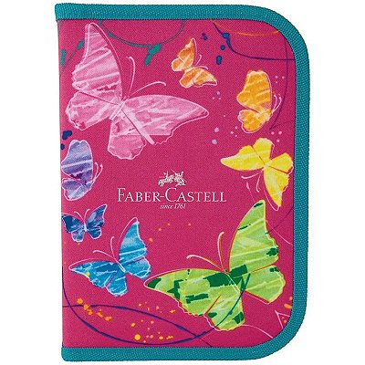 ESTOJO ESCOLAR COMPLETO BORBOLETA ROSA