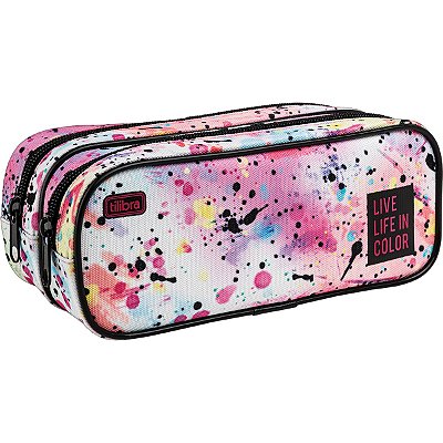 ESTOJO ESCOLAR DUPLO GD ACADEMIE SPLASHES BRANCO