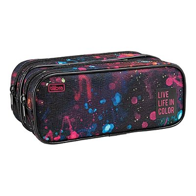 ESTOJO ESCOLAR DUPLO GD ACADEMIE SPLASHES PRETO