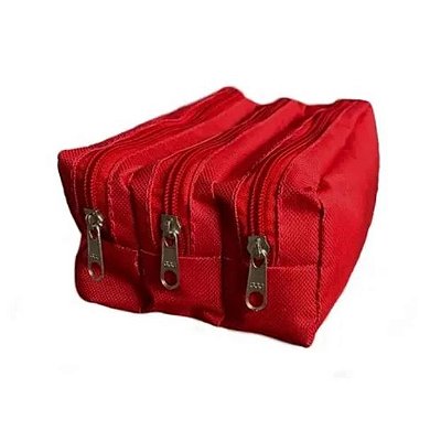 ESTOJO ESCOLAR VERMELHO 3 DIVISORIAS