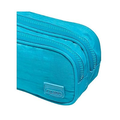 ESTOJO ESCOLAR NYLON 2 ZIPERS VERDE AGUA