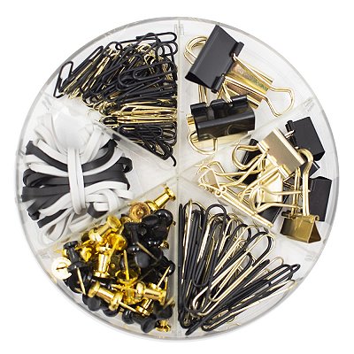 KIT PAPELARIA IN PRETO E DOURADO - TIME