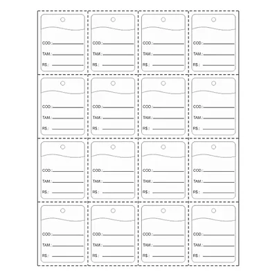 ETIQUETA TAG P/ROUPAS 30X38MM BRANCO C/1008