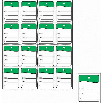 ETIQUETA TAG P/ROUPAS 30X38MM VERDE CLARO C/1008
