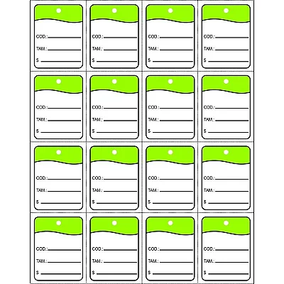 ETIQUETA TAG P/ROUPAS 30X38MM VERDE C/1008