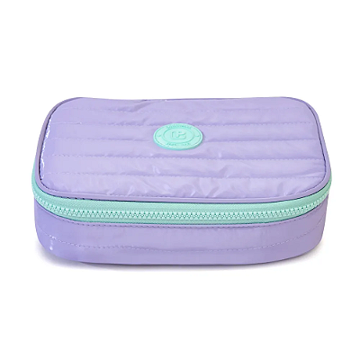 ESTOJO BOX ORGANIZADOR PUFFER C/ COMPART - LILAS