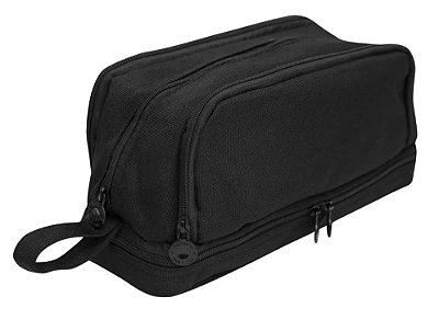 ESTOJO TECIDO C/ 4 ZIPER E BOLSOS INTERNO PRETO