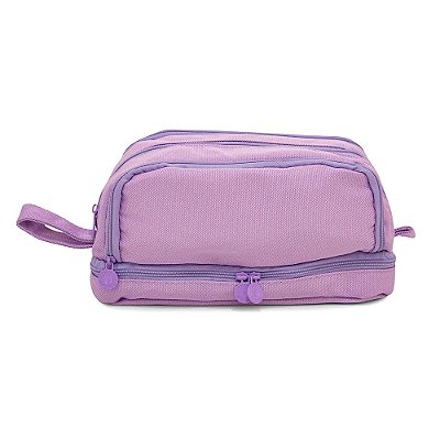 ESTOJO TECIDO C/ 4 ZIPER E BOLSOS INTERNO LILAS P