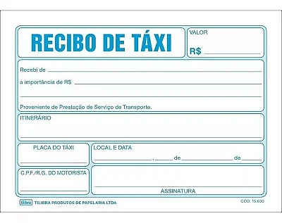 RECIBO DE TAXI 050 FOLHAS
