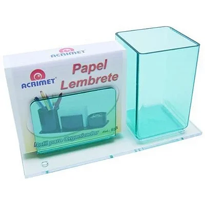 PORTA LAPIS/LEMBRETE ACRILICO VERDE CLEAN