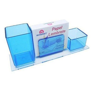 PORTA LAPIS/CLIPS/LEMBRETE ACRILICO AZUL CLEAN