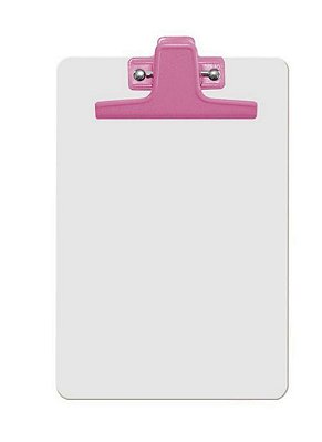 PRANCHETA A-5 MDF BRANCO PRENDEDOR DE METAL ROSA