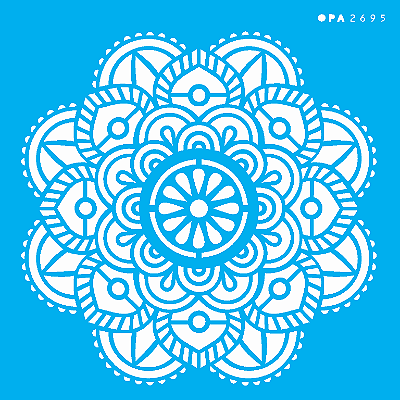MOLDE VAZADO/ESTENCIL 14X14CM MANDALA FLOR VITRAL