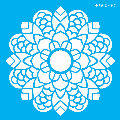 MOLDE VAZADO/ESTENCIL 14X14CM MANDALA FOLHAS