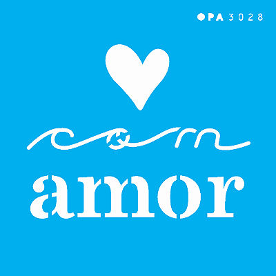 MOLDE VAZADO/ESTENCIL 10X10CM FRASE COM AMOR